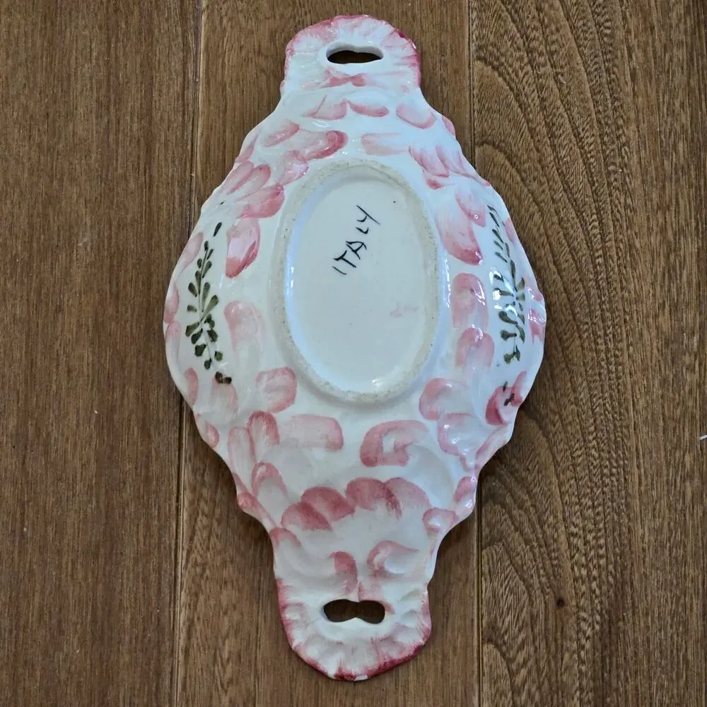 Vintage Trinket Bowls Serving Dish Ceramic Italian Pottery Renaissance Nove Rose